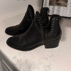Black leather booties